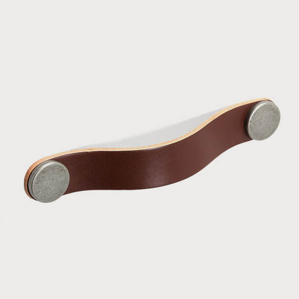 Handles: Leather Dark Brown With Pewter Button