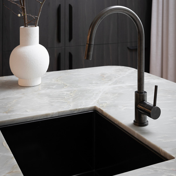 Häfele Single Bowl Undermount Sink In Linen Gunmetal