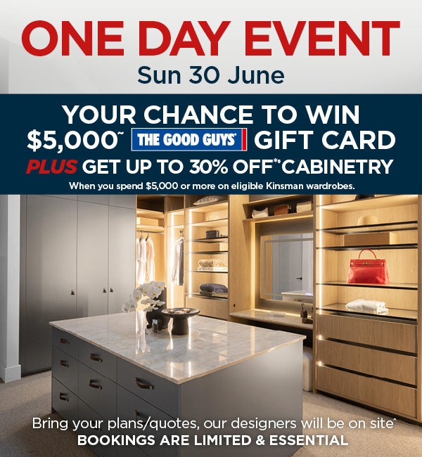 ONE DAY SALE - UP TO 30% OFF* CABINETRY