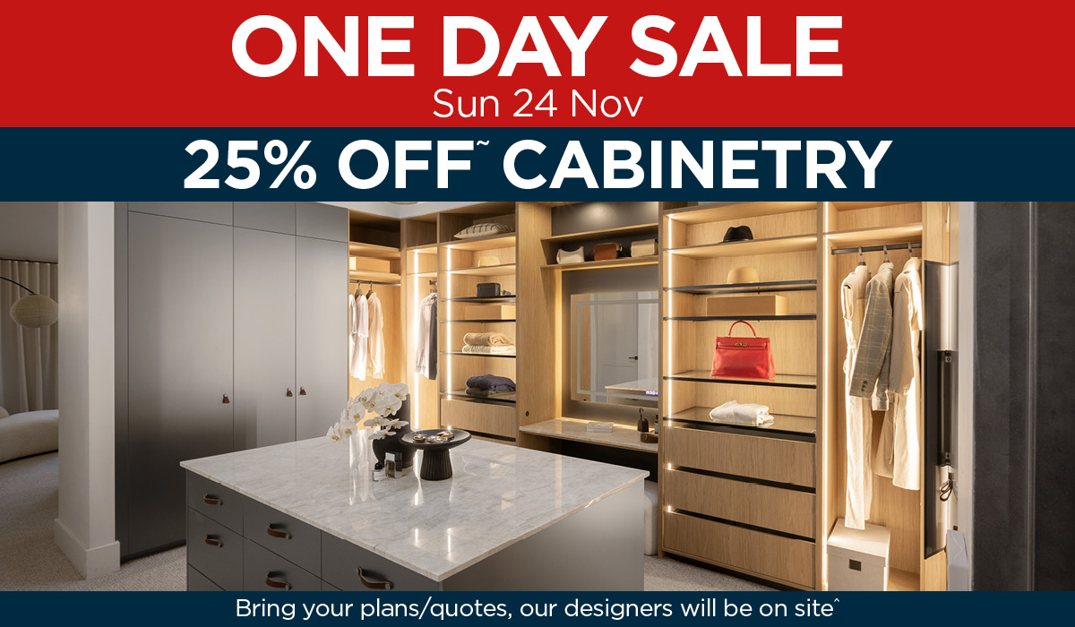 ONE DAY SALE - 25% OFF CABINETRY