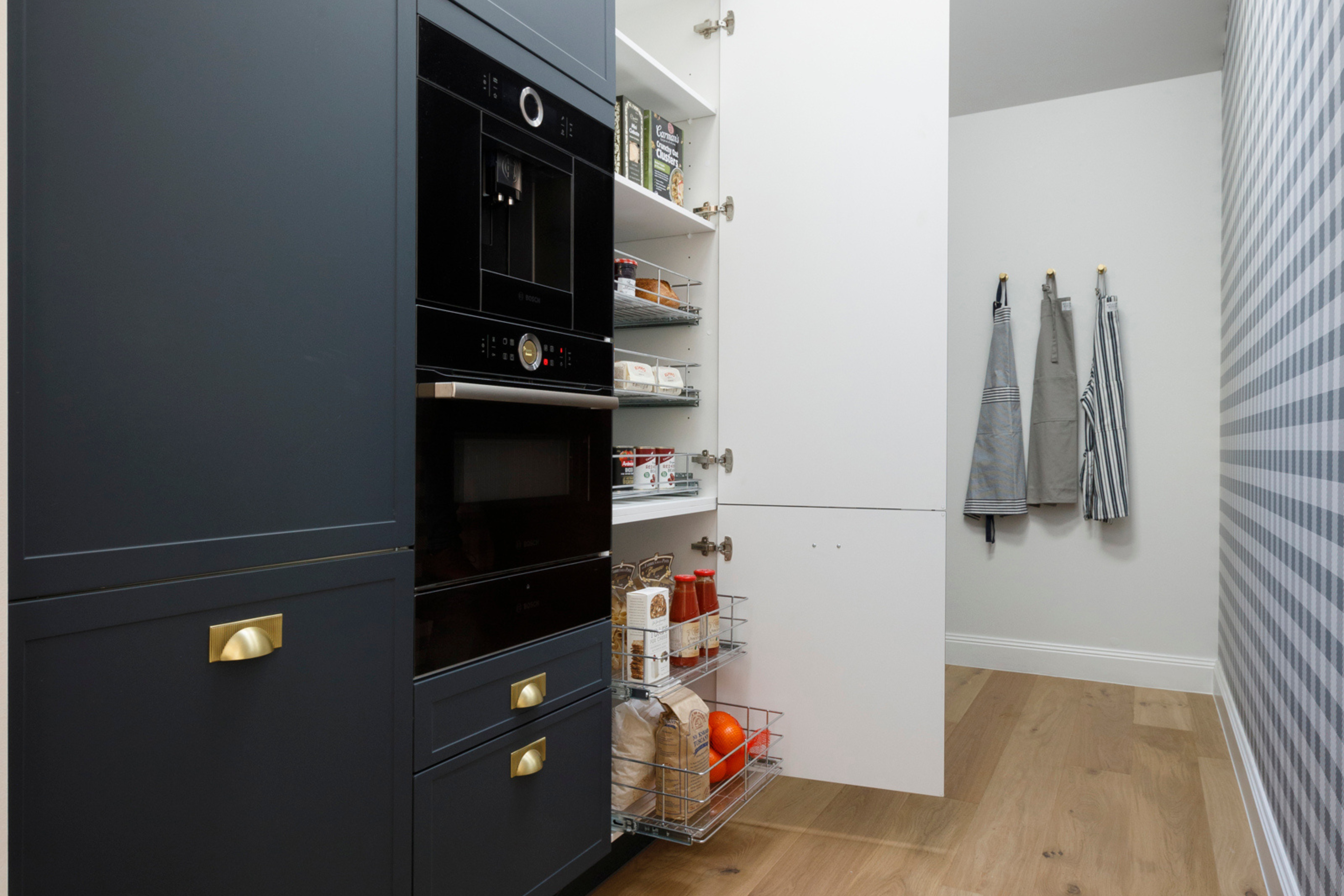 Butlers Pantry with Blue Cabinetry