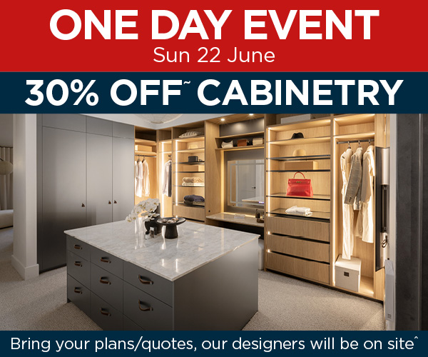 1de-web-tile-jun25-kw-1mob ONE DAY EVENT - 30% OFF WARDROBE CABINETRY