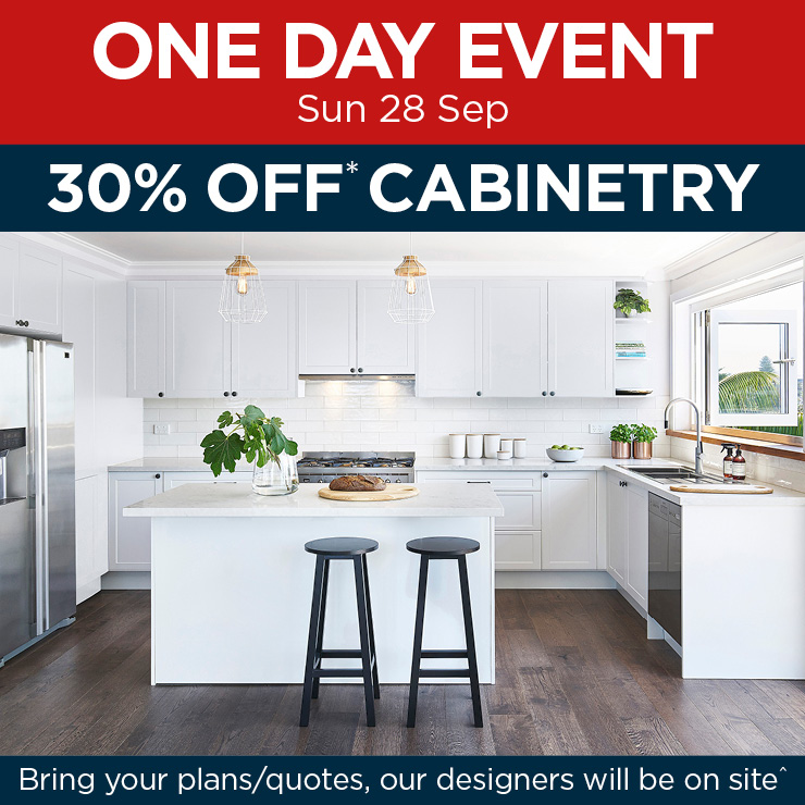 1de-web-tile-sep25-kk-1mob ONE DAY EVENT - 30% OFF KITCHEN CABINETRY