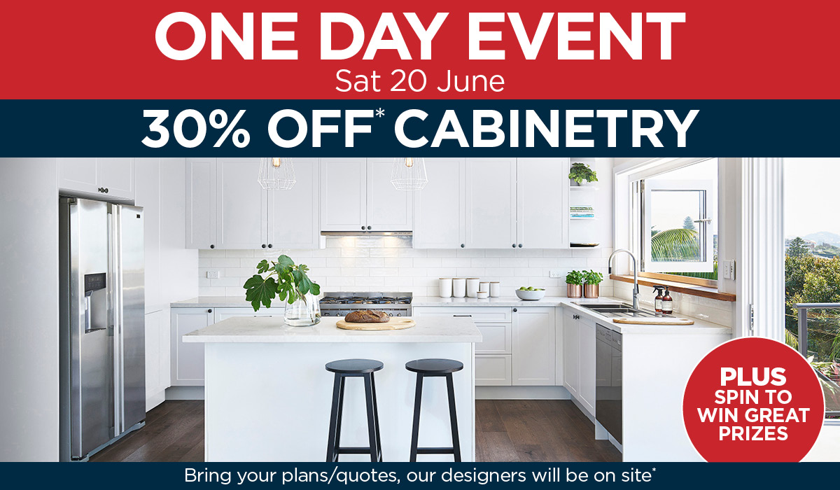 ONE DAY EVENT - 30% OFF KITCHEN CABINETRY