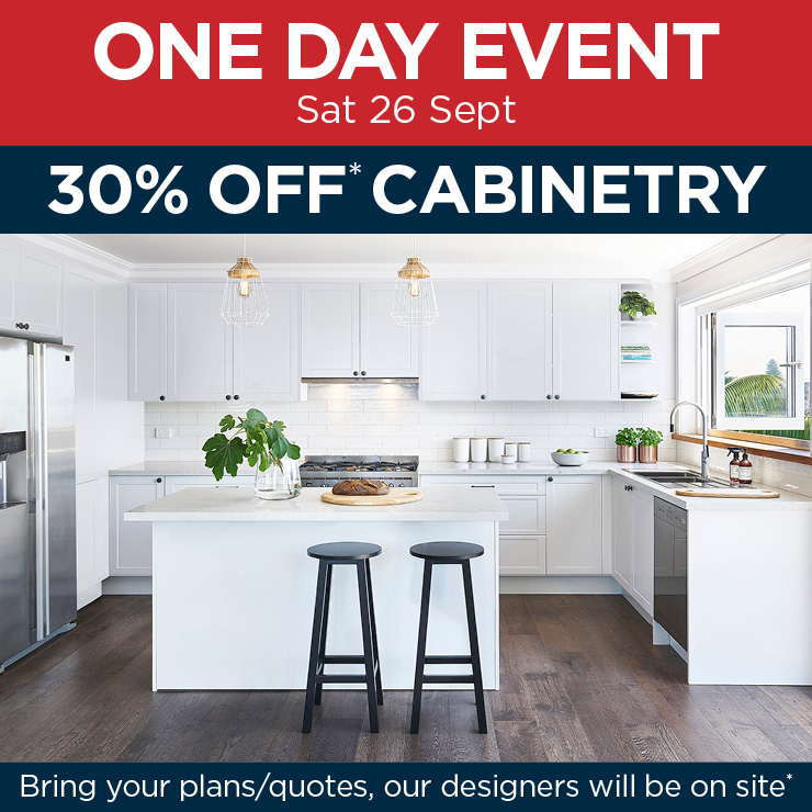 1de-web-sep26-kk-mob ONE DAY EVENT - 30% OFF KITCHEN CABINETRY