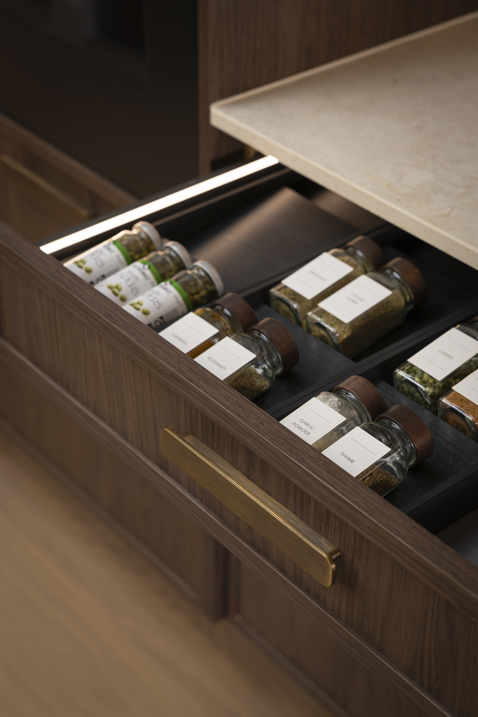 MA563 Spice Rack Tray within illuminated drawers